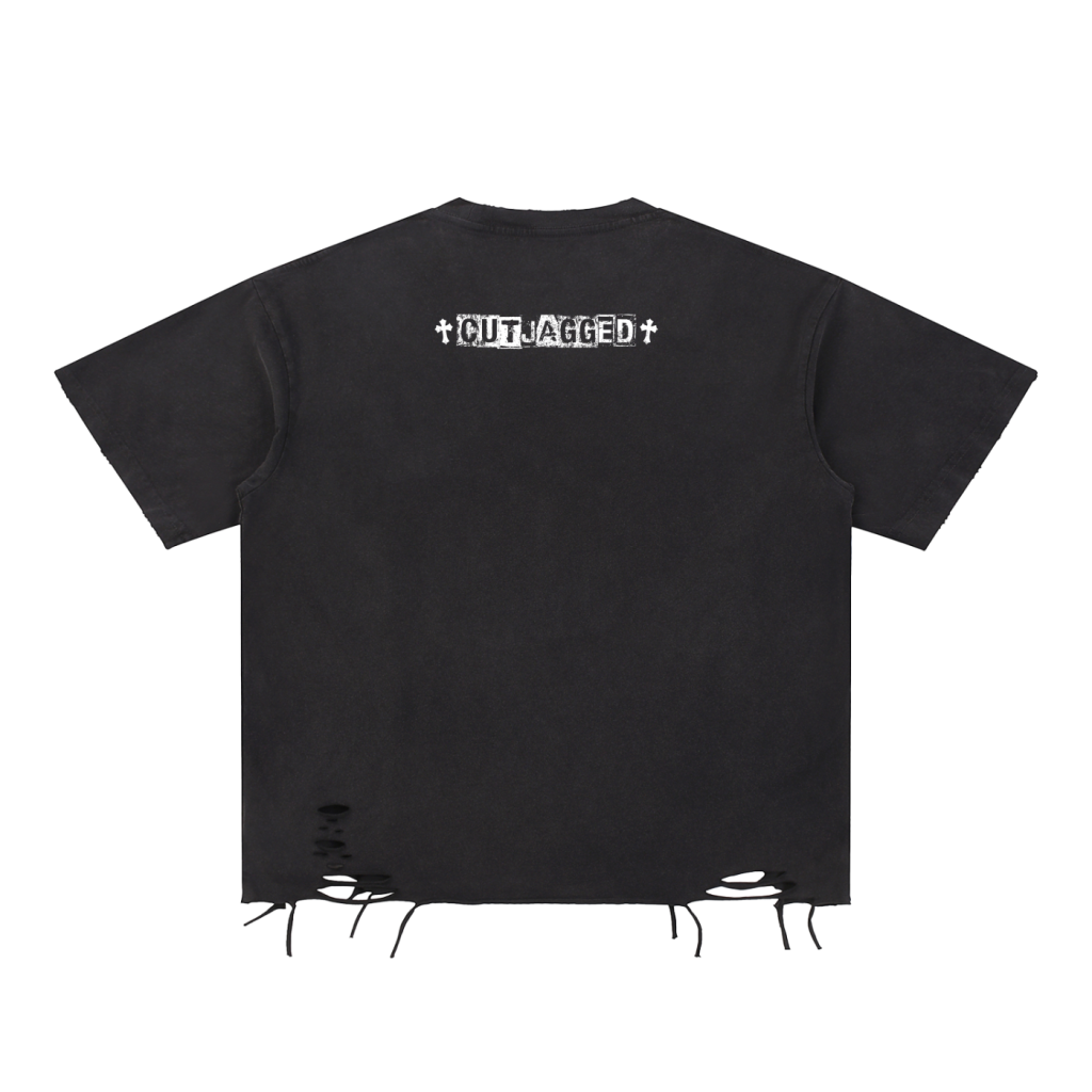 Only God Can Judge Me CutJagged Snow Washed Raw-Hem T-Shirt