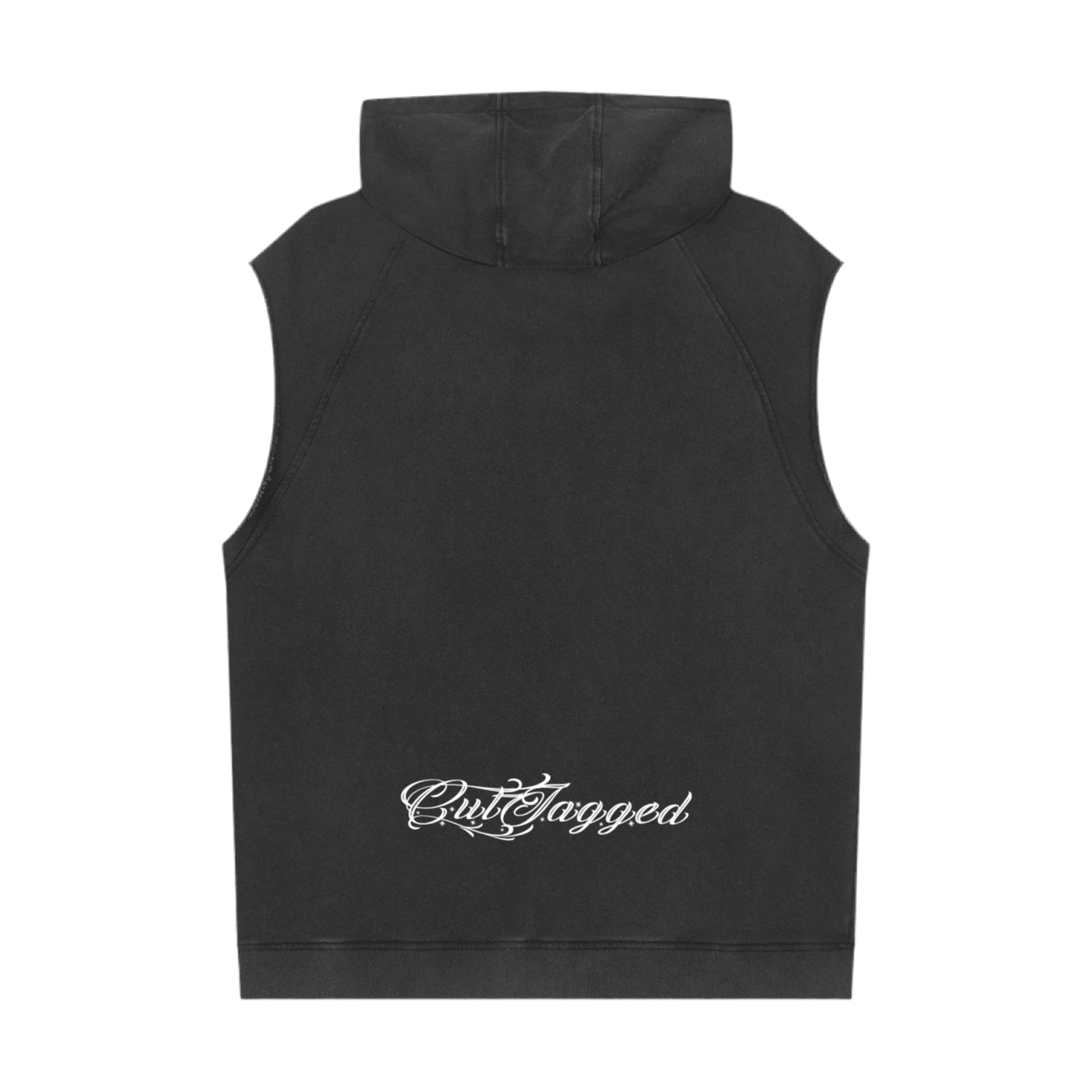 Hot People Wear This Stuff Only - Snow Washed Sleeveless Hoodie With White Writing