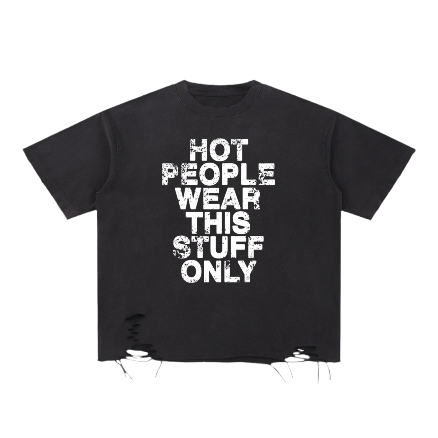 HPWTSO CutJagged Snow Washed Raw-Hem T-Shirt