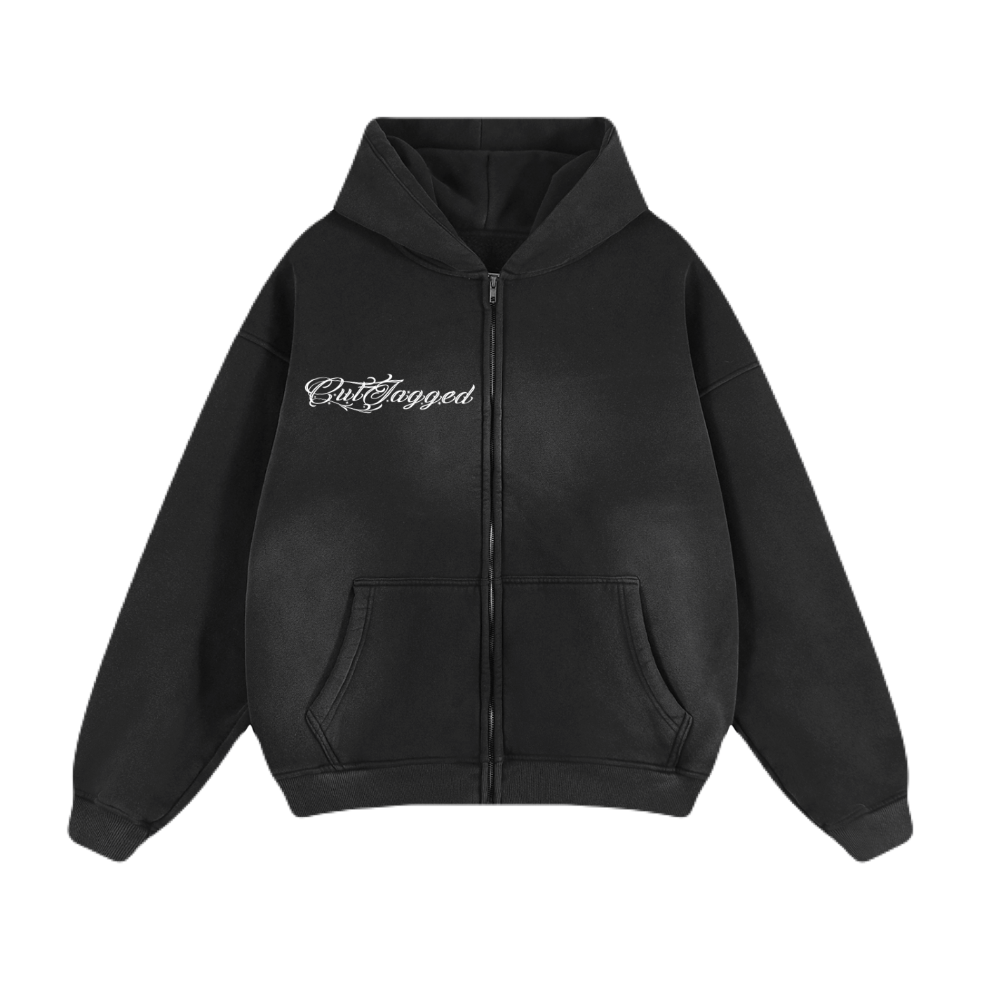 Hot People Wear This Stuff Only Zip-Up Fleeced Cropped Hoodie Unisex With White Writing