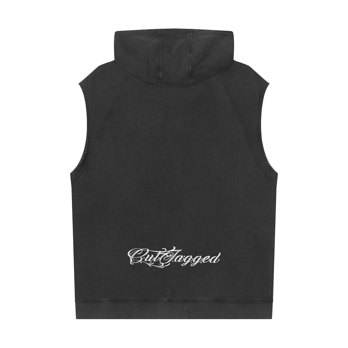 Hot People Wear This Stuff Only - Snow Washed Sleeveless Hoodie With White Writing